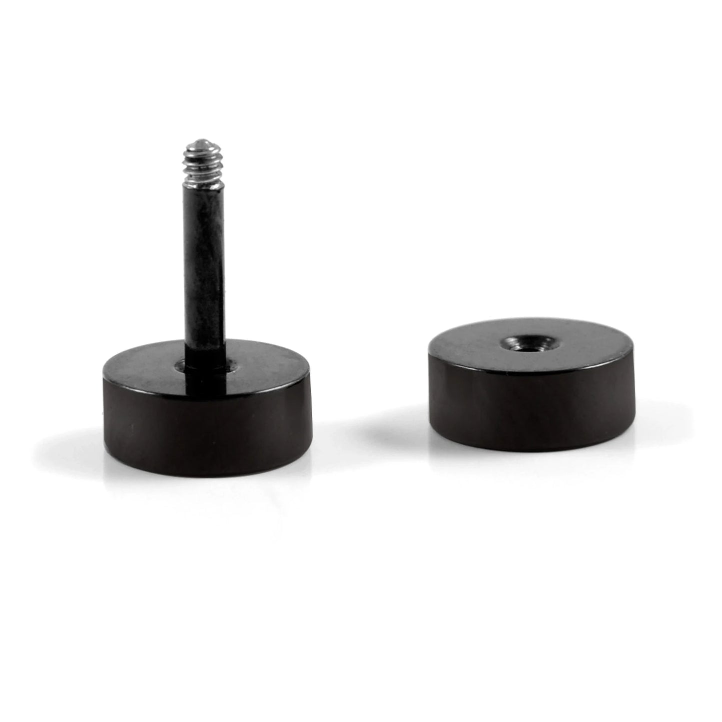 Black Faux Plug Stud Stainless Steel Earring Screw Back Stud earrings MK Trendy