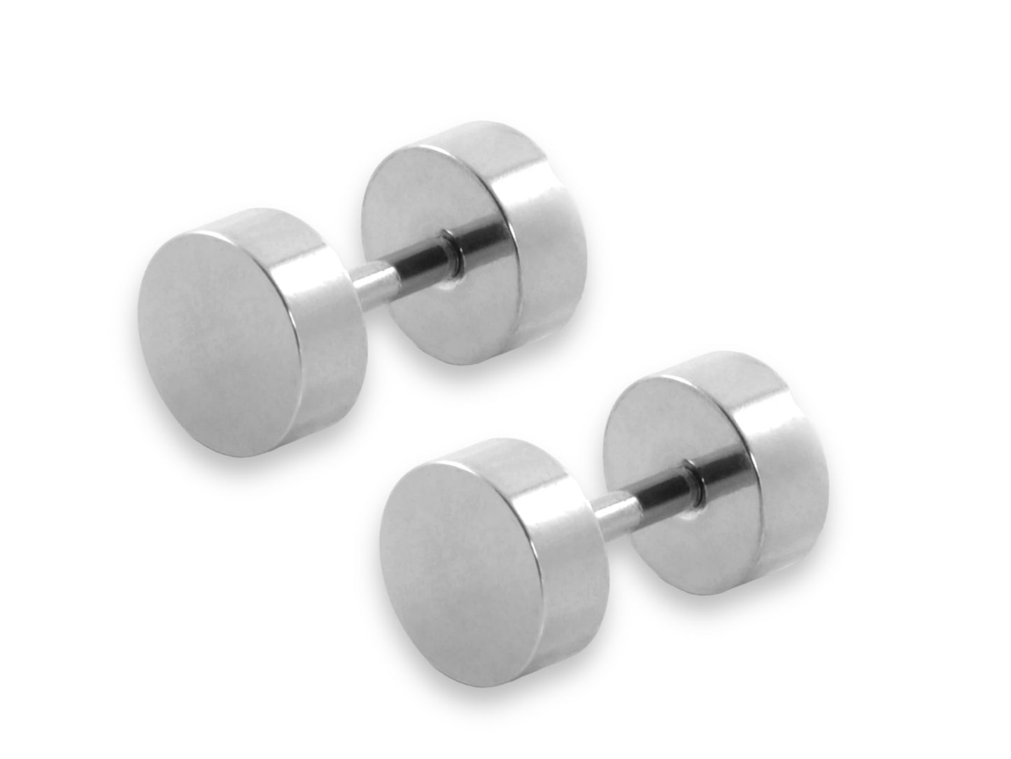 Black Faux Plug Stud Stainless Steel Earring Screw Back Stud earrings MK Trendy