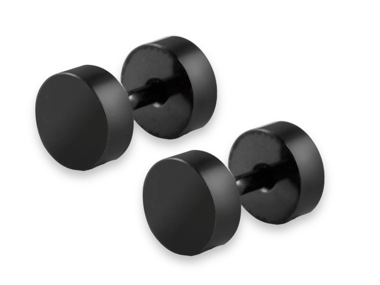 Black Faux Plug Stud Stainless Steel Earring Screw Back Stud earrings MK Trendy