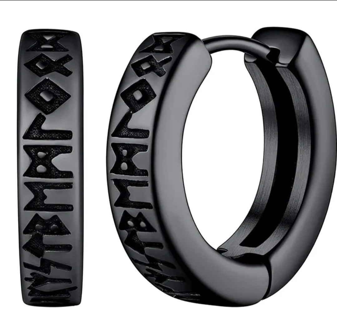 Viking Flat Hoop Earrings Stainless steel KM Trendy