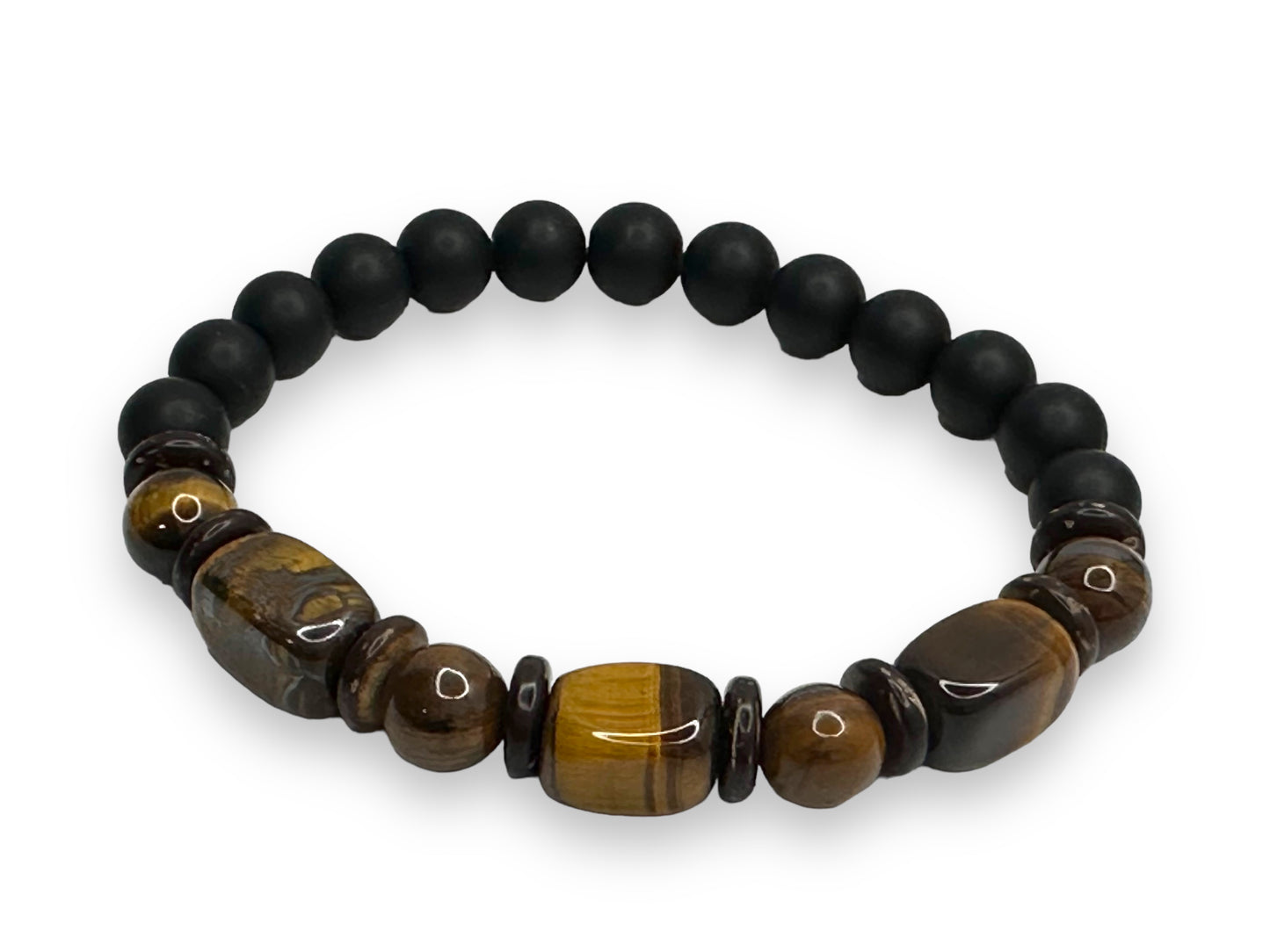 2 pieces Tiger Eye And Hematite Spiritual Energy Healing Yoga 8mm Beaded Bracelet MK Trendy