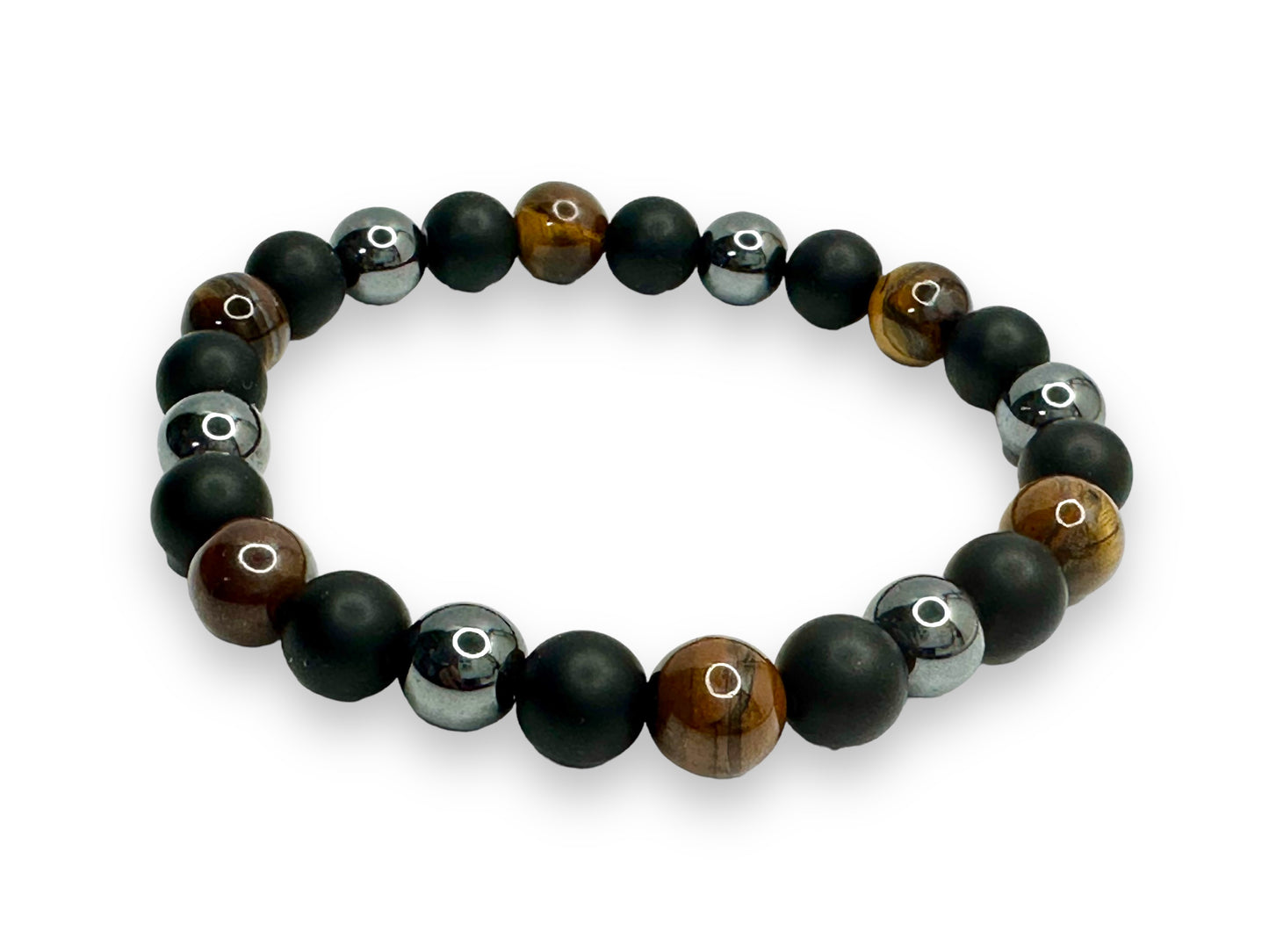 2 pieces Tiger Eye And Hematite Spiritual Energy Healing Yoga 8mm Beaded Bracelet MK Trendy