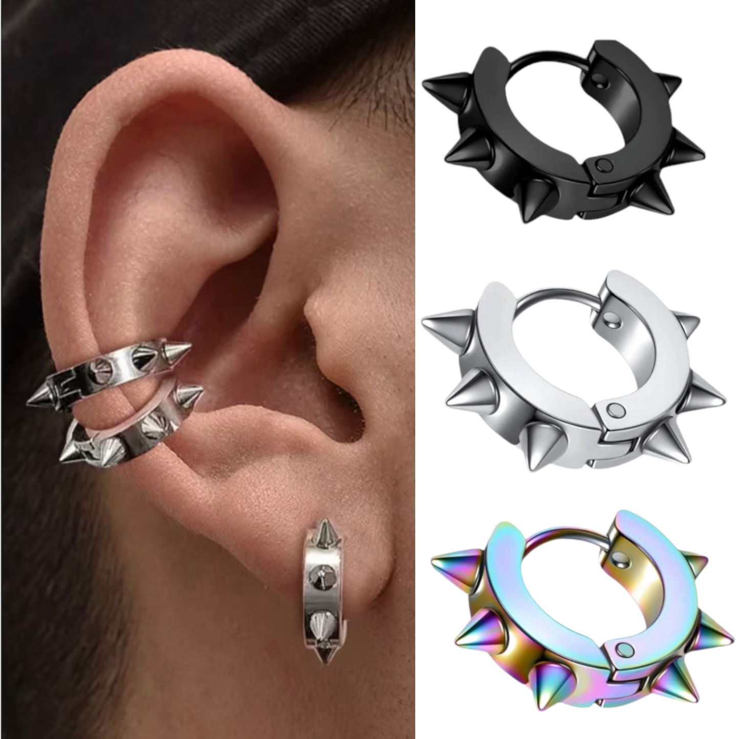 Spiked Hoop Earring High Quality Stainless Steel Earrings MK Trendy