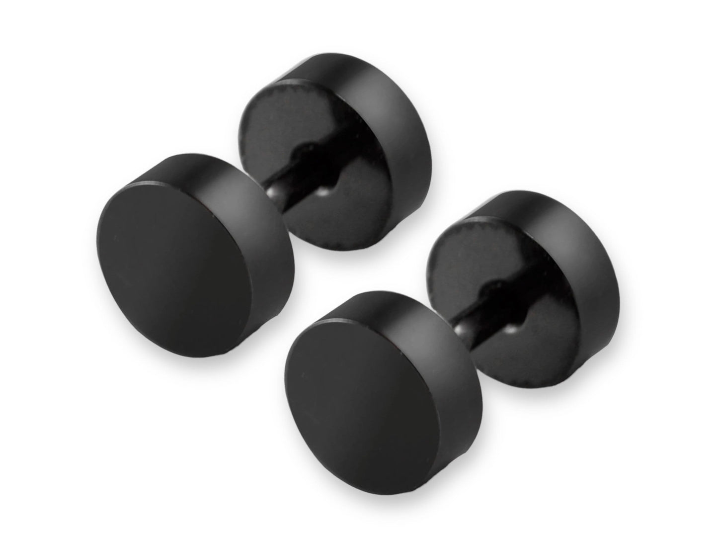 Black Faux Plug Stud Stainless Steel Earring Screw Back Stud earrings MK Trendy
