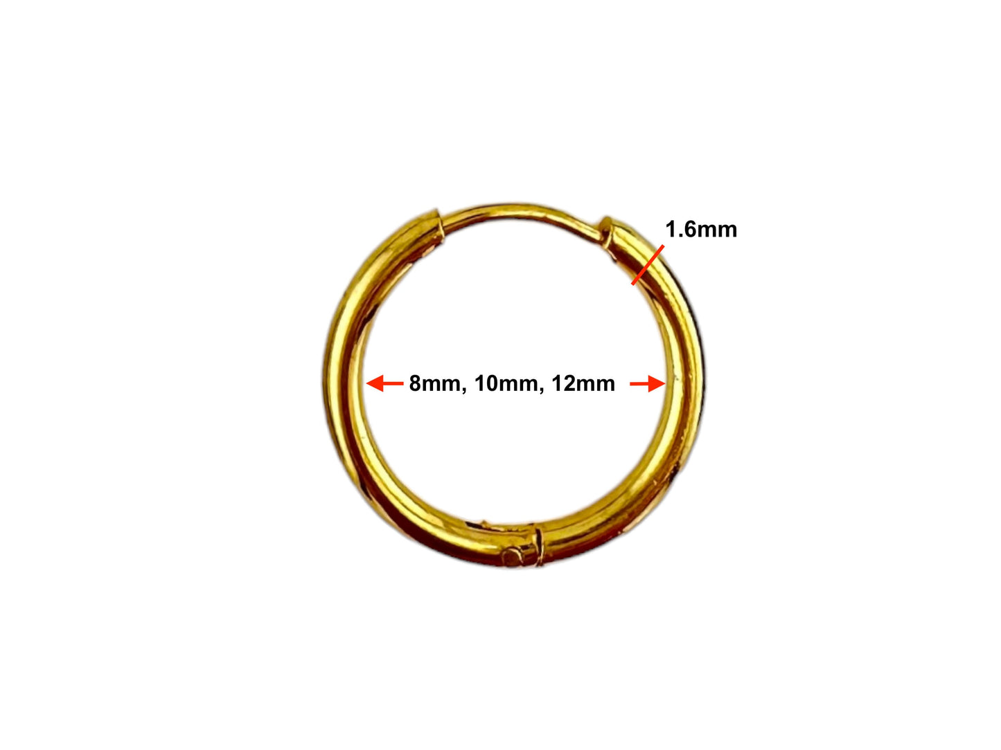Small slim hoop surgical steel earring gift for her, gift for him