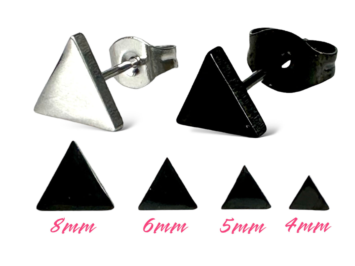 Triangle Stud Surgical Steel Earrings Gift for Him / Her