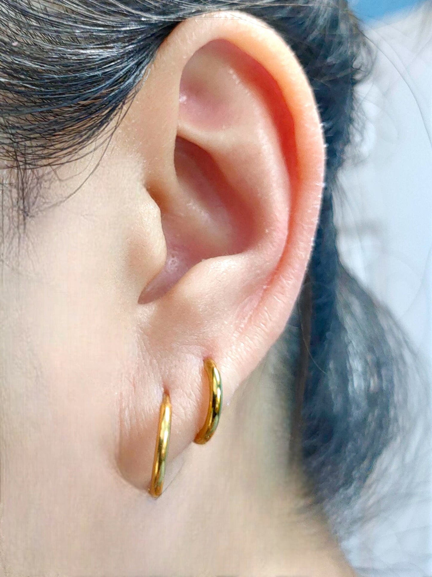 Black Slim Hoop Earring Surgical-grade Stainless Steel Huggies' Hoop Earrings