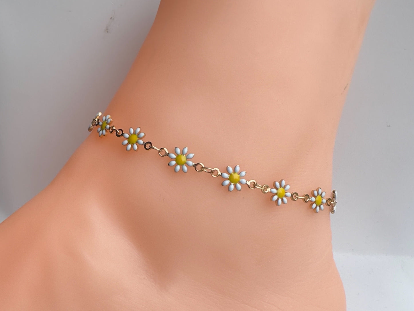 Flower Anklet Gold Plated Boho Beach anklet, Gift for her. Birthday Gift, Boho Jewelry, Gold Anklet