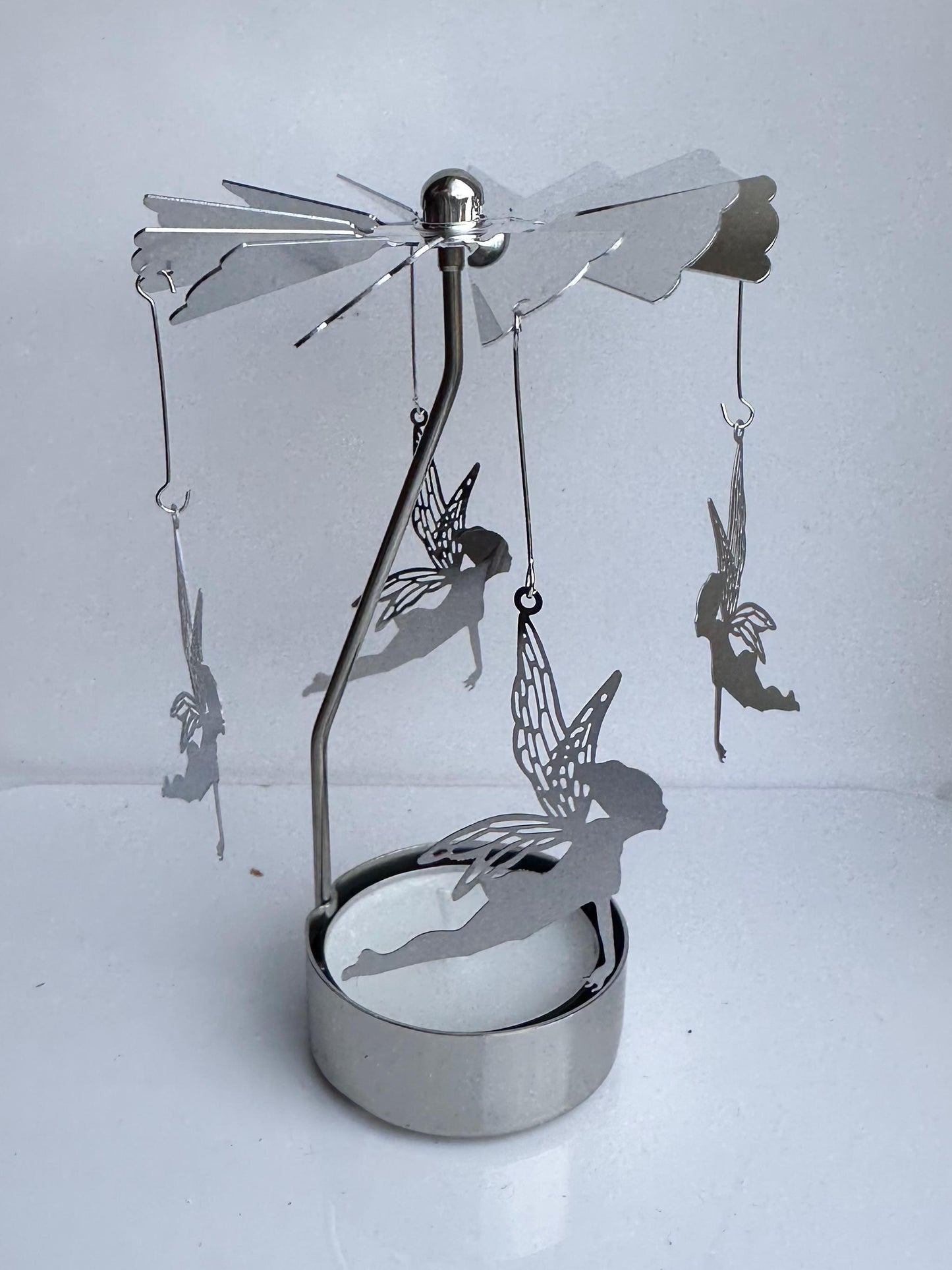Angels Rotary Carousel Spinning Tea Light Candle Holder Fairy Gift