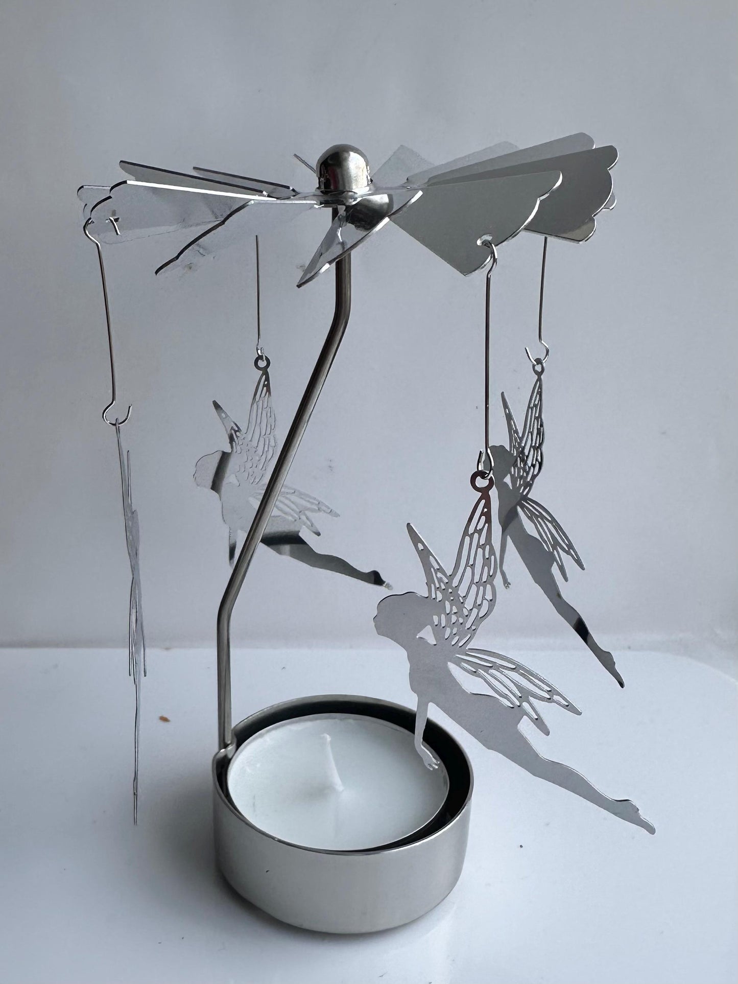 Angels Rotary Carousel Spinning Tea Light Candle Holder Fairy Gift