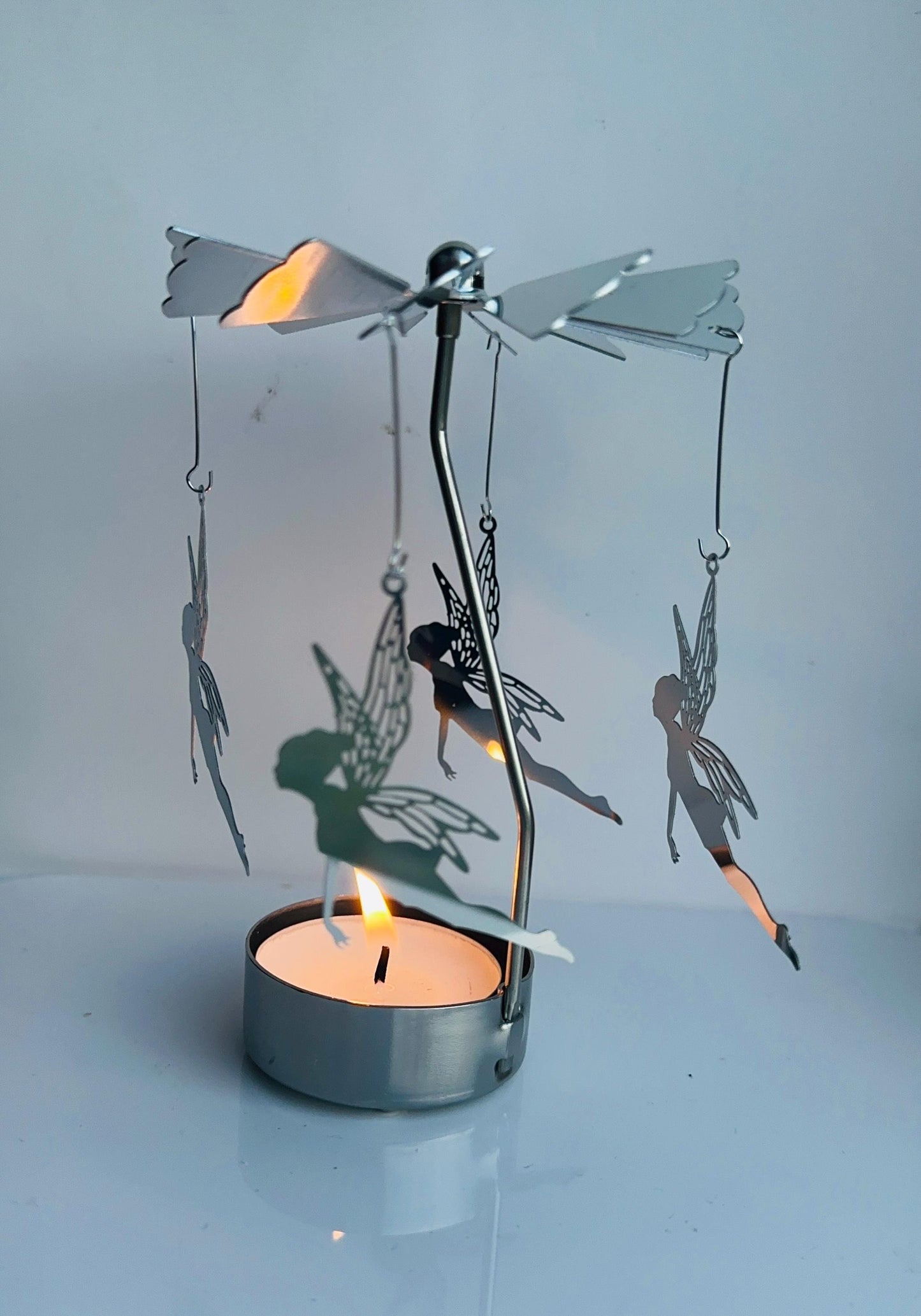 Angels Rotary Carousel Spinning Tea Light Candle Holder Fairy Gift
