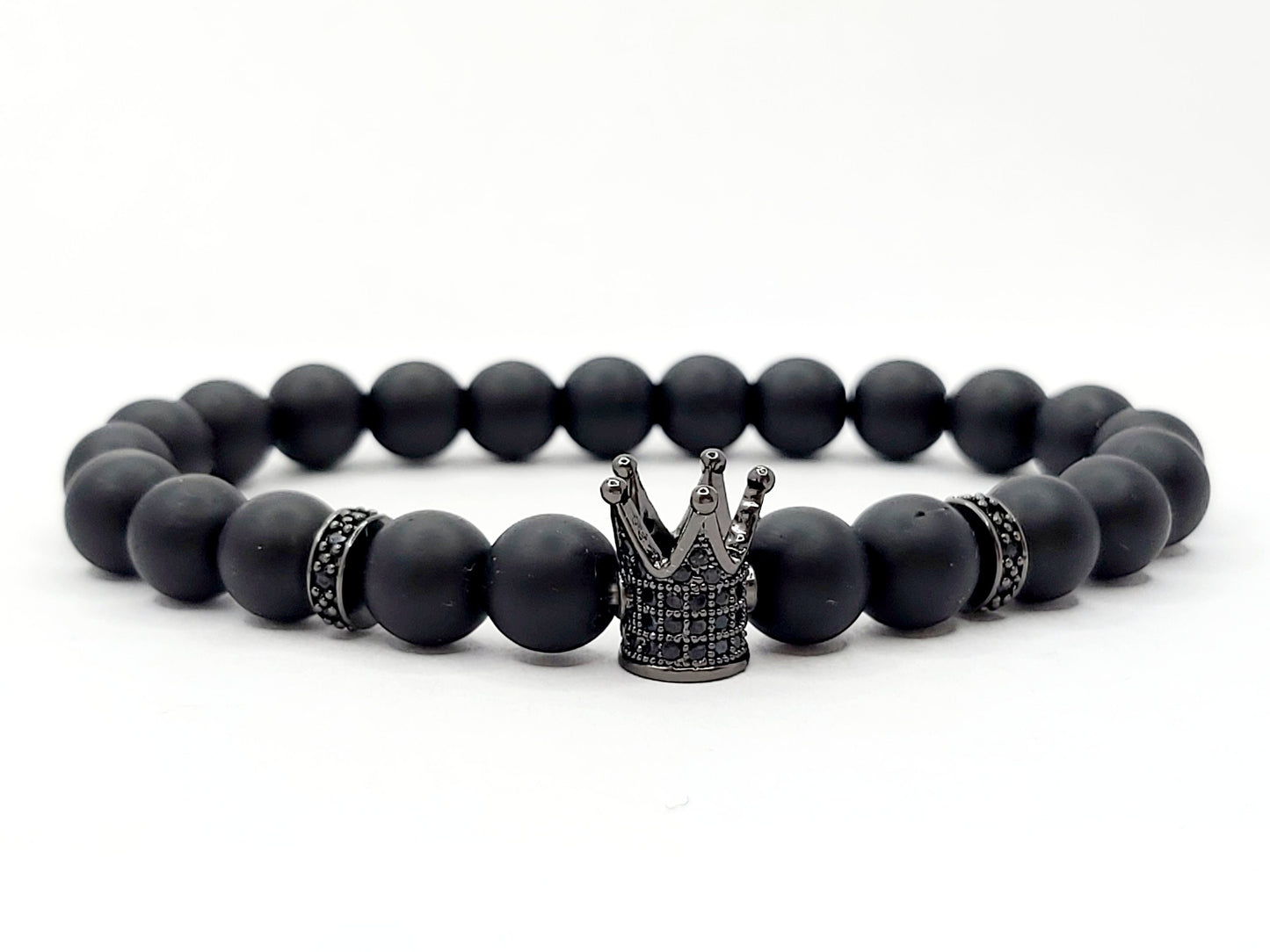 2 pieces Natural Gemstone Onyx with micro pave cubic zircon charms MK Trendy