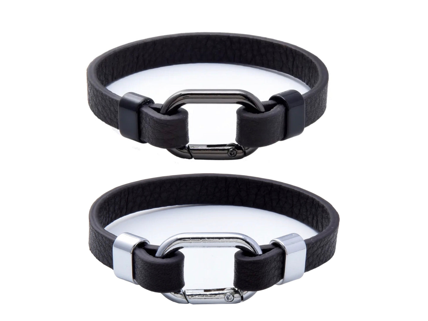 Black genuine leather with Oval spring buckle bracelet KM Trendy