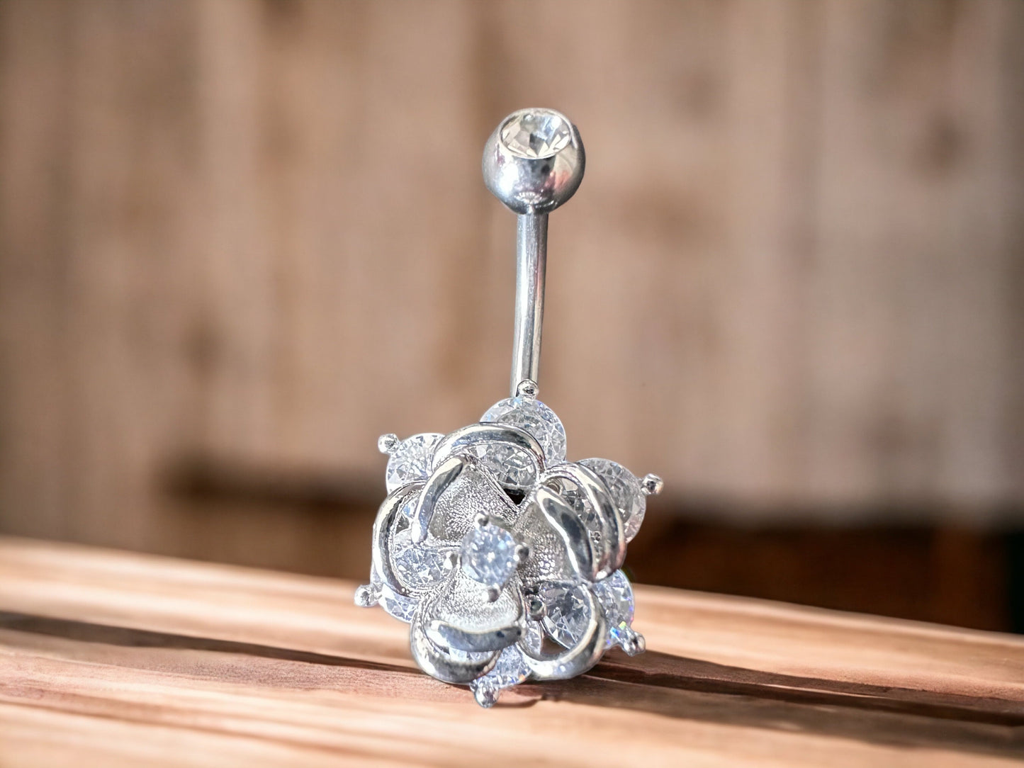 Crystal rose navel button ring MK Trendy