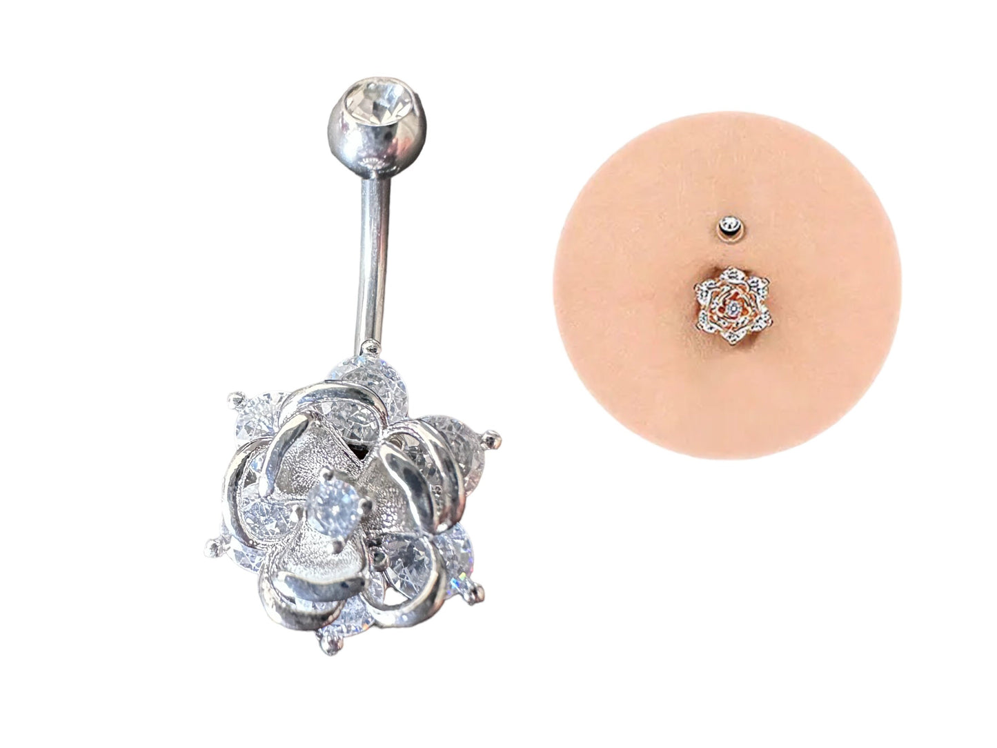 Crystal rose navel button ring MK Trendy