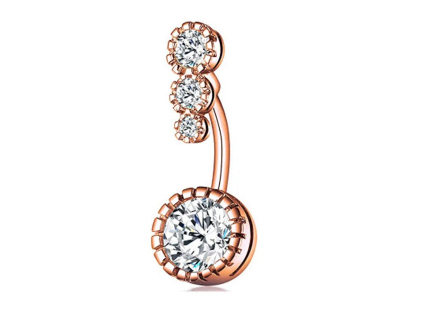 Button Belly Rings Round Clear CZ 316l Steel MK Trendy
