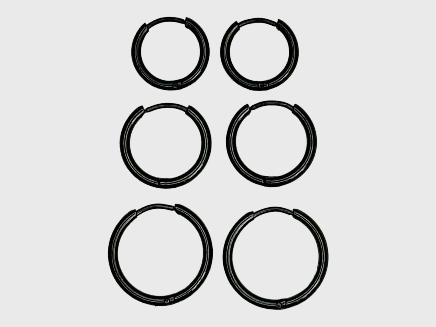 Black Small Thin Hoop Hinged Stainless Steel Earrings My Store