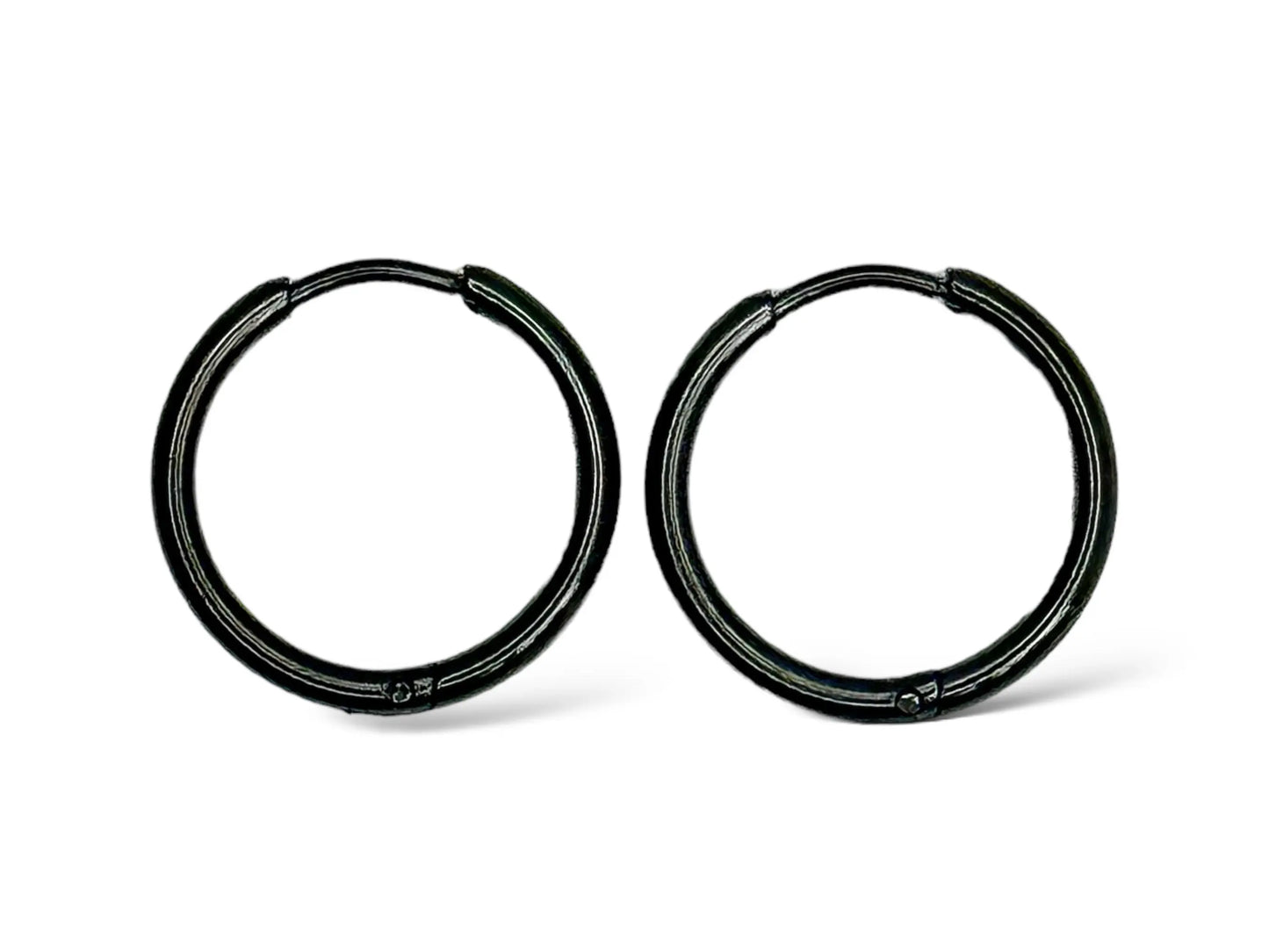 Black Small Thin Hoop Hinged Stainless Steel Earrings My Store