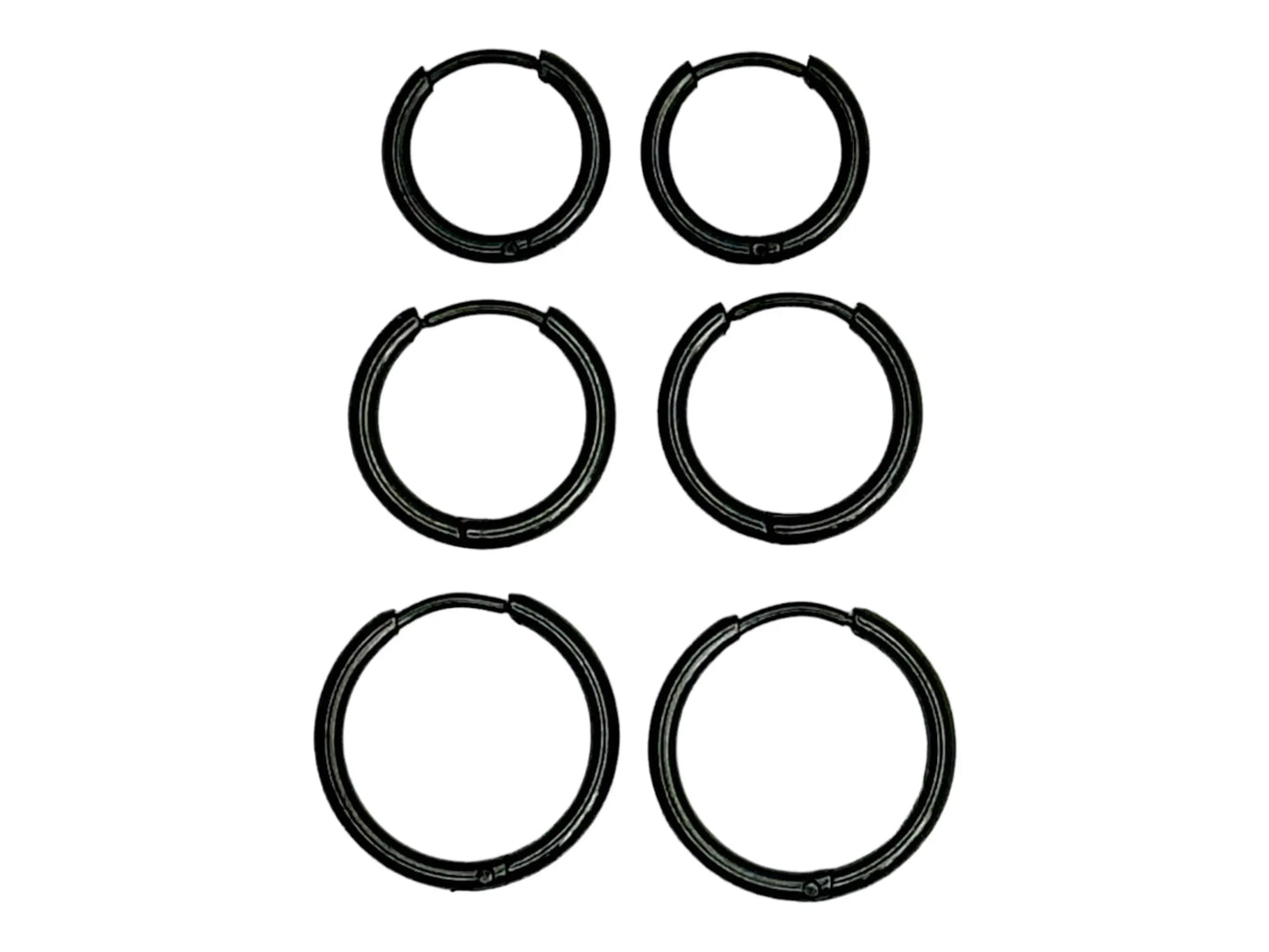 Black Small Thin Hoop Hinged Stainless Steel Earrings My Store