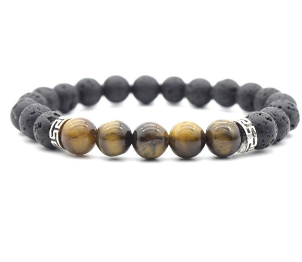 Tigers Eye Bracelet With Black Hematite Stress Relief Natural Gemstone Bracelet