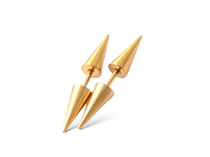 Double spike barbell stud earrings in stainless steel 16g