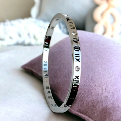 High Polish Roman Numeral Numbers With Crystal Bangle