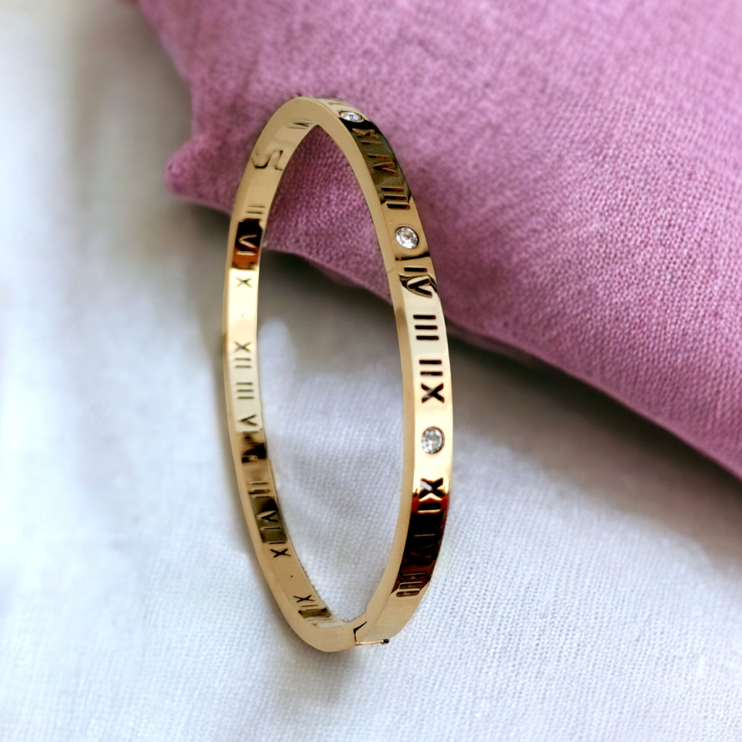 High Polish Roman Numeral Numbers With Crystal Bangle