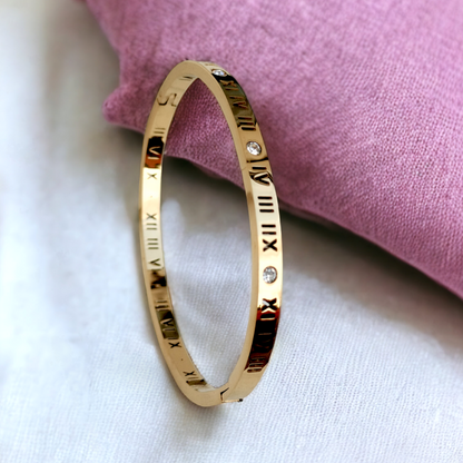 High Polish Roman Numeral Numbers With Crystal Bangle