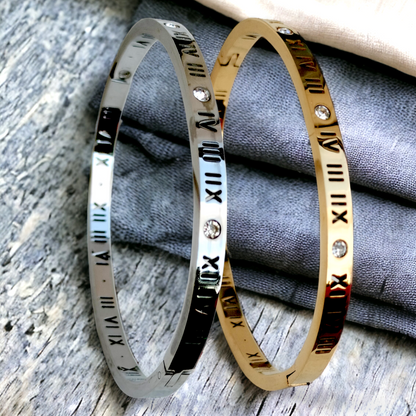 High Polish Roman Numeral Numbers With Crystal Bangle