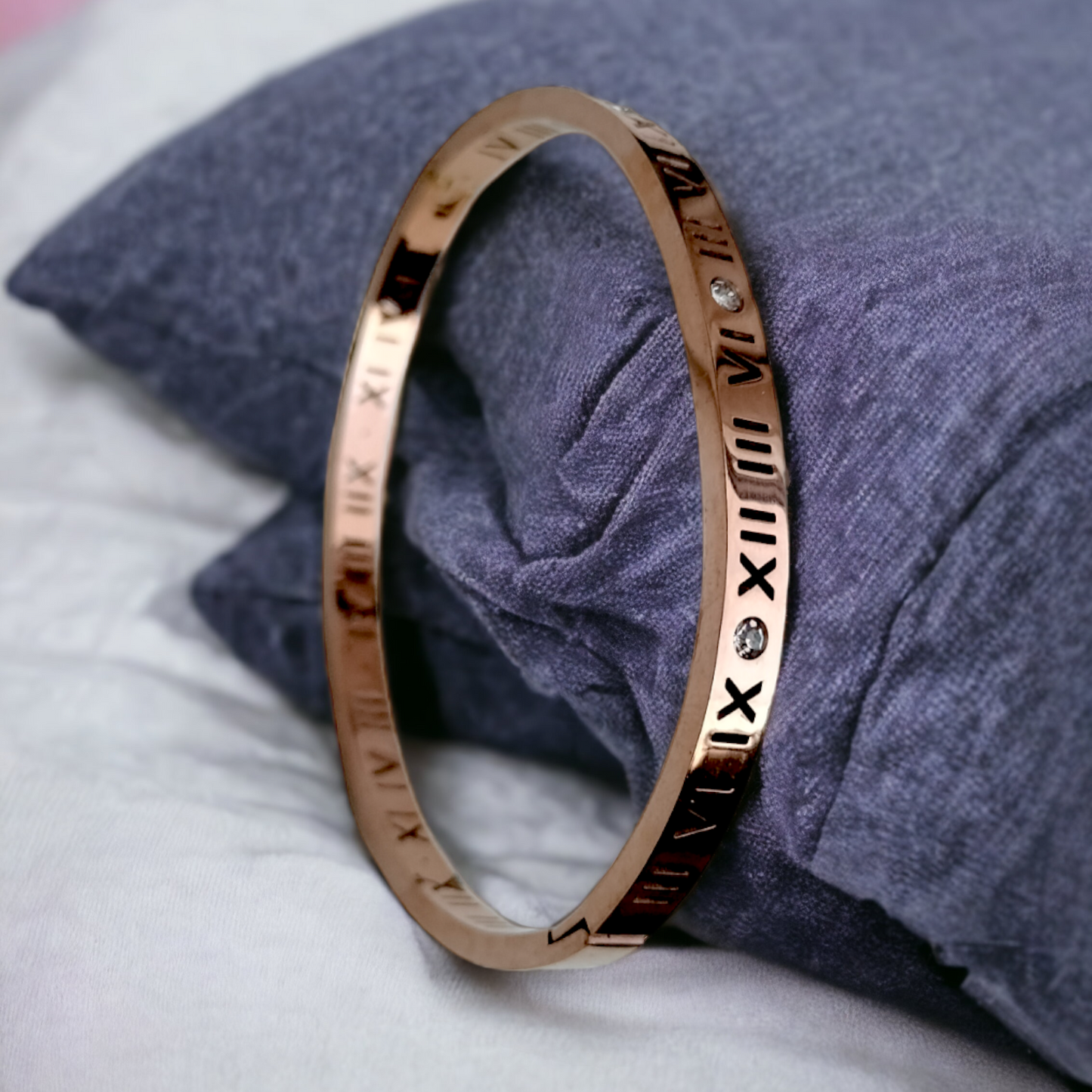 High Polish Roman Numeral Numbers With Crystal Bangle