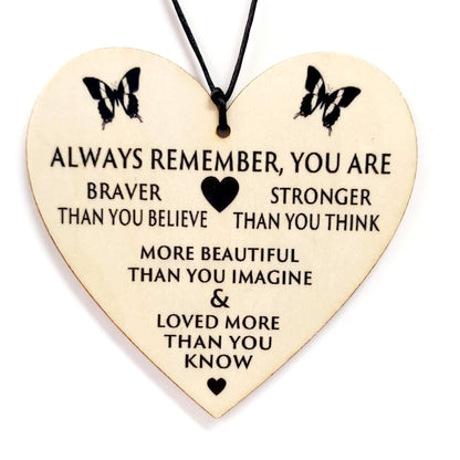 Always Remember Wooden Sign Heart Shaped Pendant Gift