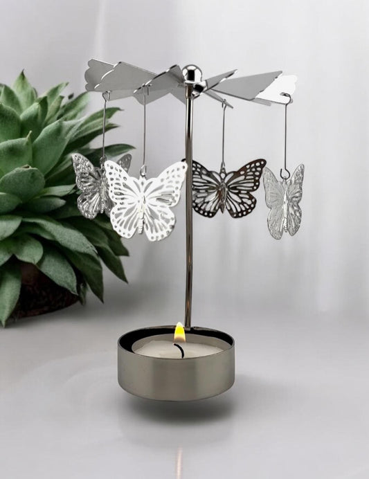 Butterfly Rotary Carousel Spinning Tea Light Candle Holder Christmas Gift