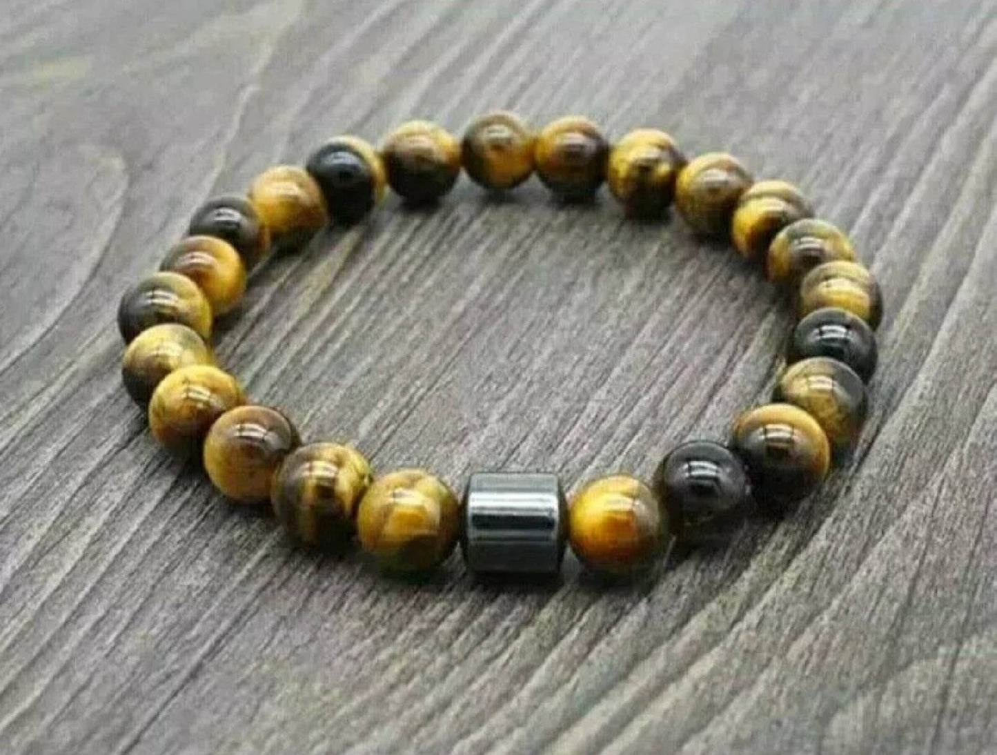 Tigers Eye Bracelet With Black Hematite Stress Relief Natural Gemstone Bracelet