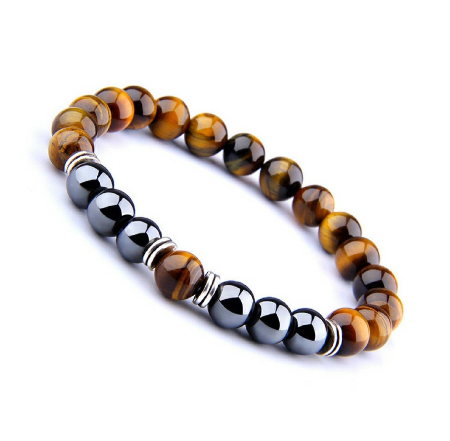 Tigers Eye Bracelet With Black Hematite Stress Relief Natural Gemstone Bracelet