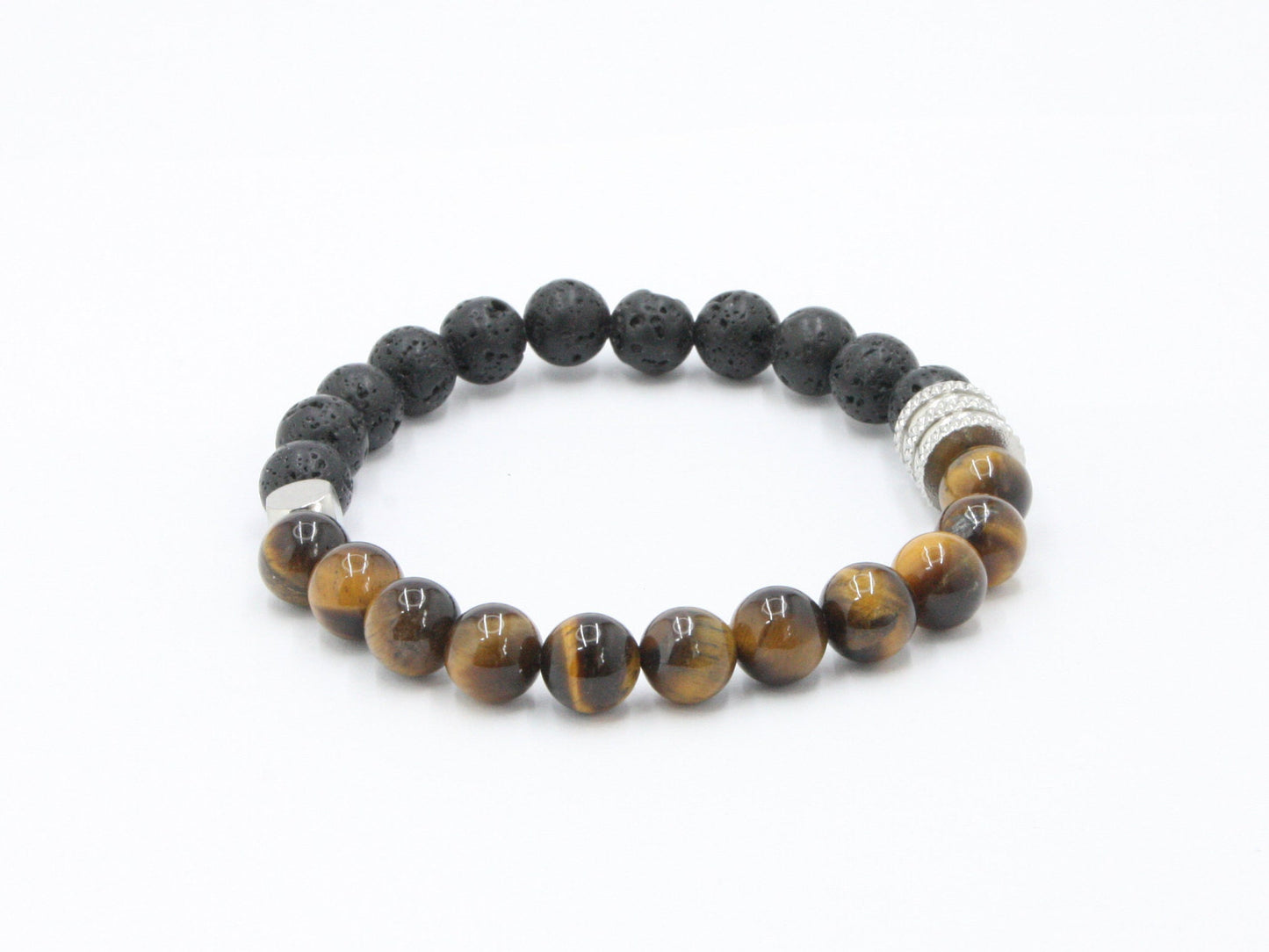 Natural Tiger Eye & Lava Spiritual Energy Healing Yoga 8mm / 10mm Beaded Bracelet.