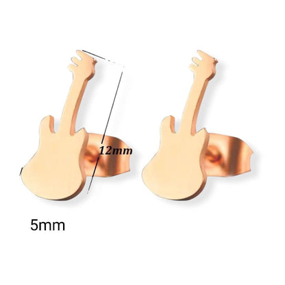 Guitar Stud Stainless Steel Earrings