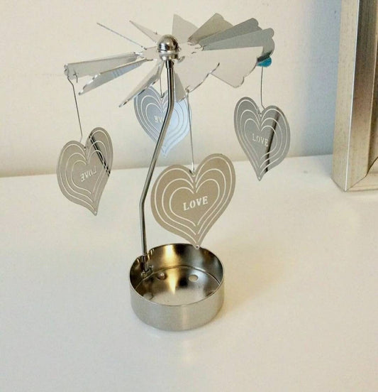 Love Hearts Rotary Carousel Spinning Tea light Candle Holder