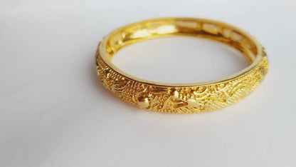 Dragon and Phoenix Bangle Gold Plated Old Style  Bracelet