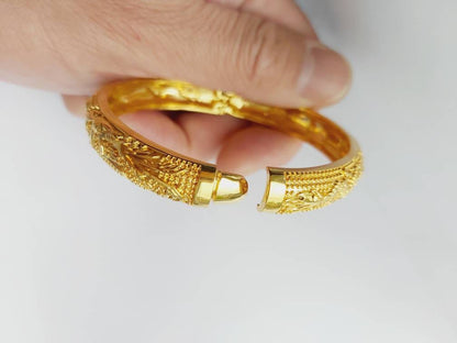 Dragon and Phoenix Bangle Gold Plated Old Style  Bracelet