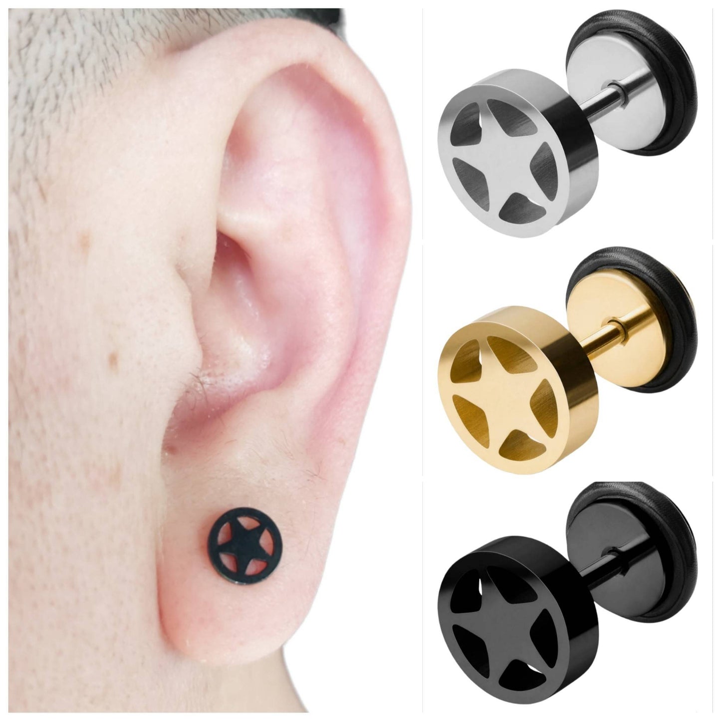 Black Star Earrings this trendy earring for the definitive Man & Women