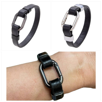 Classic Style Genuine Leather Bracelet With Oval Snap Hook For Men / Women