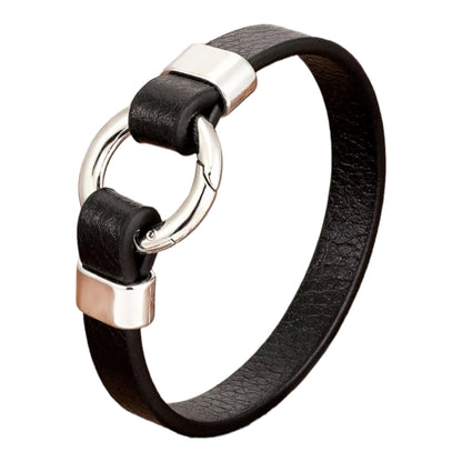 Leather bracelet with Round Spring Clasp