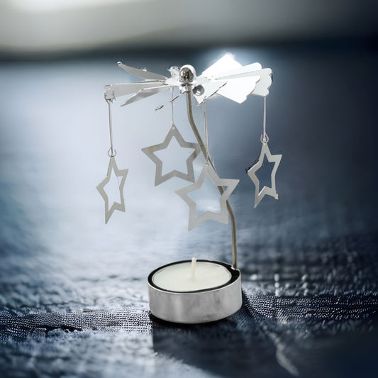 Stars Rotary Carousel Spinning Tea light Candle Holder