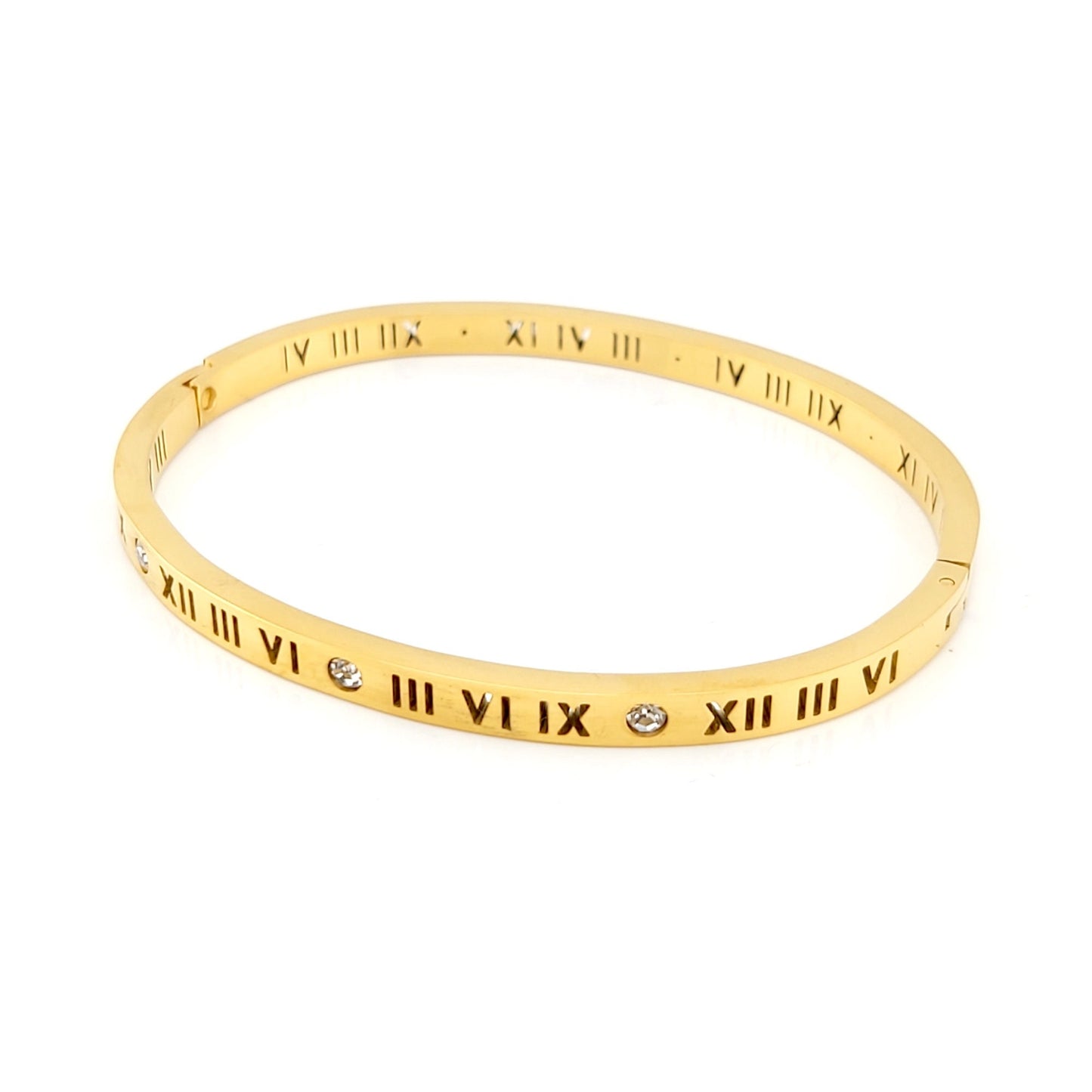 High Polish Roman Numeral Numbers With Crystal Bangle