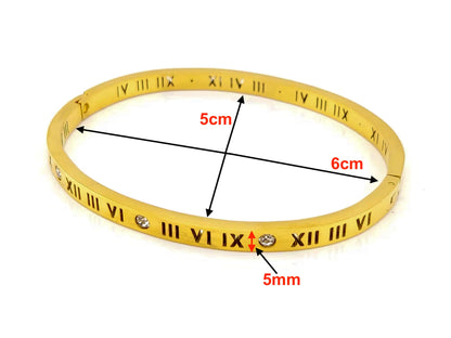 High Polish Roman Numeral Numbers With Crystal Bangle