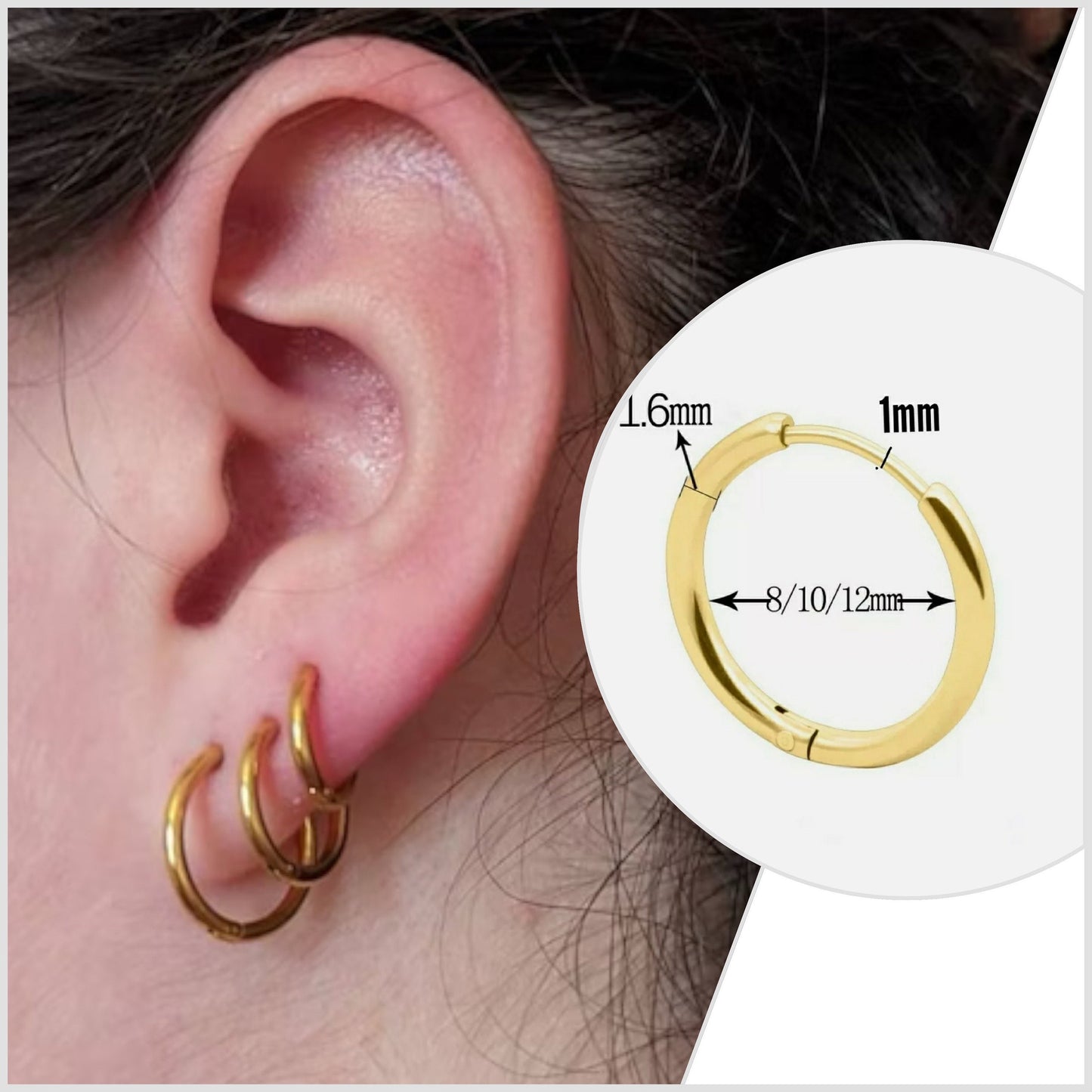 Small Thin Hoop Earrings 18K Gold Plated